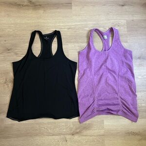 Bundle of Athleta Black and Purple Women's Racerback Tank Tops size large